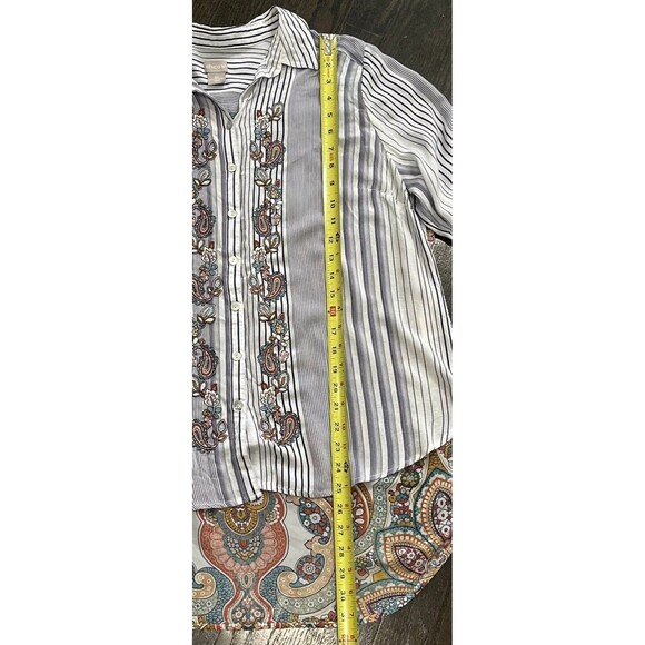 Chicos Button Up Shirt Womens 3P XL Embroidered Floral Paisley Long Sleeve MOP‎ - Picture 7 of 9